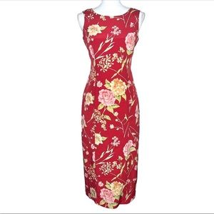 Vintage Jessica Howard 100% silk floral open-back sheath
